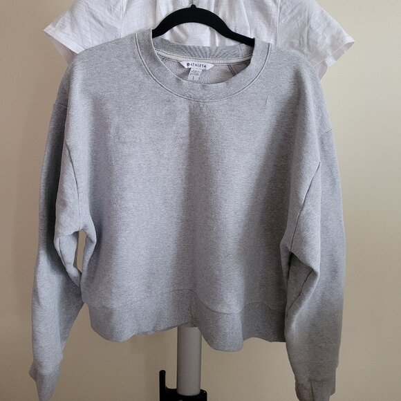 Athleta Fleece Relaxed Crewneck Sweatshirt - Heather Gray - Picture 1 of 4